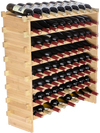 VEVOR 72 Bottle Stackable Modular Wine Rack, 8-Tier Solid Bamboo Wood Storage Racks, Floor Freestanding Wines Holder Display Shelf, Wobble-Free Shelves for Kitchen, Bar, and Cellar (Natural Color)