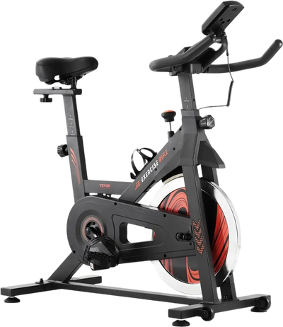 VEVOR Exercise Bike, Adjustable Stationary Bike, Indoor Cycling Bike for Home Cardio, Workout Bike with Silent Belt Drive, Comfortable Seat Cushion, LCD Monitor, and Heavy Flywheel