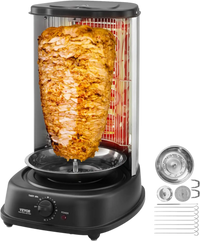 VEVOR Shawarma Grill Machine, Vertical Chicken Shawarma Cooker Machine Countertop, Electric Stainless Steel Broiler Gyro Rotisserie Oven Doner Kebab Machine, for Home Restaurant Kitchen Parties