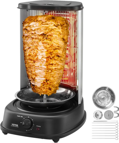 Vevor Shawarma Grill Machine Vertical Rotisserie Electric Stainless Steel Countertop Broiler New