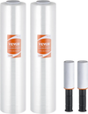 VEVOR Stretch Film, 15 inches x 1000 feet, 2 Pack, 60 Gauge Industrial Strength Clear Durable Stretch Wrap Roll, Heavy Duty Shrink Film Stretch Wrap with Handles for Pallet Wrapping Shipping Moving