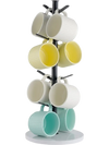 VEVOR Mug Holder Tree with Marble Base, 8 Hooks Coffee Cup Holder for Counter, Carbon Steel Mug Tree Cup Rack Stand, Upgraded Coffee Cup Tree for Coffee Bar Kitchen Home Organizer (Matte Black)