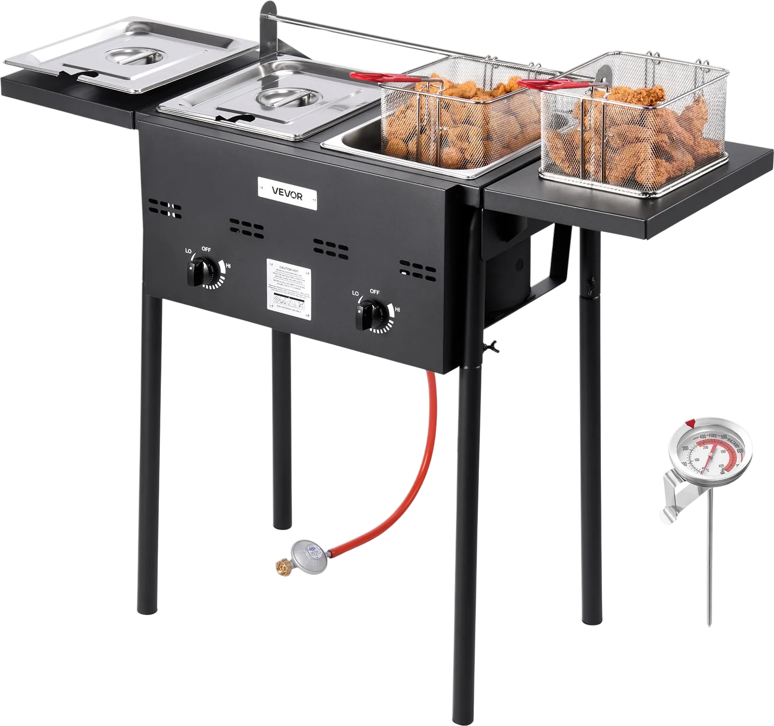Vevor Outdoor Deep Fryer 8 QT Dual Tank Propane with Foldable Shelves New