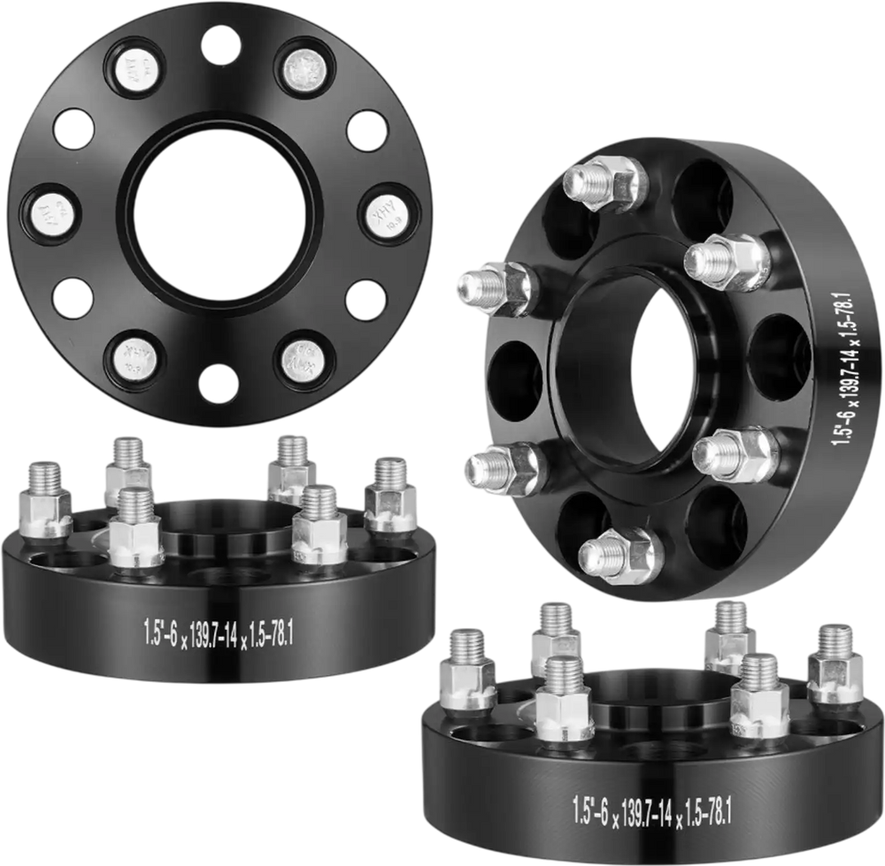 VEVOR Wheel Spacers, 1.5" 6"x5" Wheel Adapters, 6 Lug Forged Spacer, 78.1 mm Bore Hubcentric M14 x1.5 Studs Spacers, Fit for 1995-2023 Chevrolet, GMC, and Cadillac, 4 PCS Black
