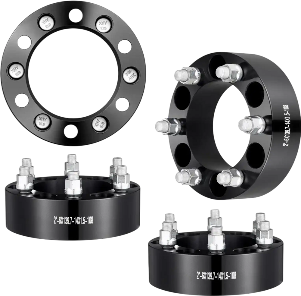 VEVOR Wheel Spacers, 2" 6"x5.5" Wheel Adapters, 6 Lug Forged Spacer, 108 mm Bore Hubcentric M14 x1.5 Studs Spacers, Fit for 1988-2023 Chevrolet, GMC, and Cadillac, 4 PCS Black