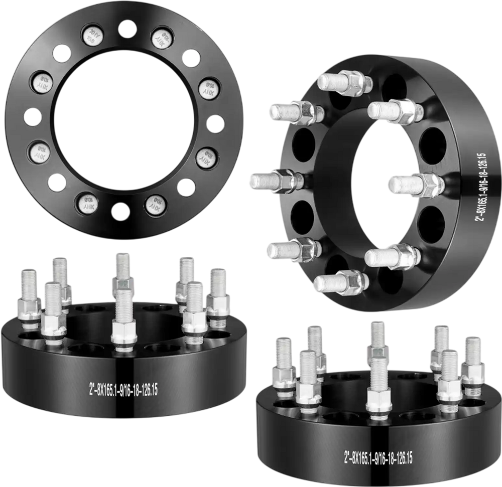 VEVOR Wheel Spacers, 2" 8"x6.5" Wheel Adapters, 8 Lug Forged Spacer, 126 mm Bore Hubcentric 9/16"-18 Studs Spacers, Fit for Dodge Ram 2500, Ram 3500 and Ford F250,  F350, 2 PCS Black