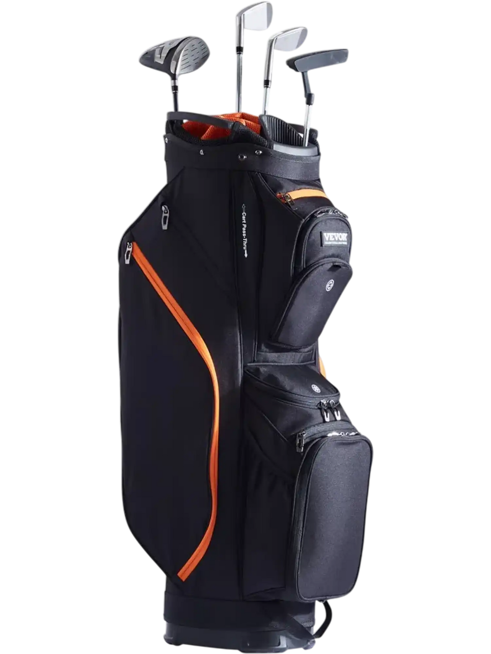 VEVOR Golf Cart Bag with 14 Way Organizer Divider Top, 36” 13 Pockets Premium Cart Bag, Durable Golf Bags with Handles & Dust Cover & Detachable Straps for Men & Women, Black & Orange