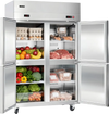 VEVOR Commercial Refrigerator and Freezer Combo 48"W, 31 Cu.Ft Stainless Steel Upright Freezer/Refrigerator with 4 Doors, Auto-Defrost, 6 Adjustable Shelves, UL Certified