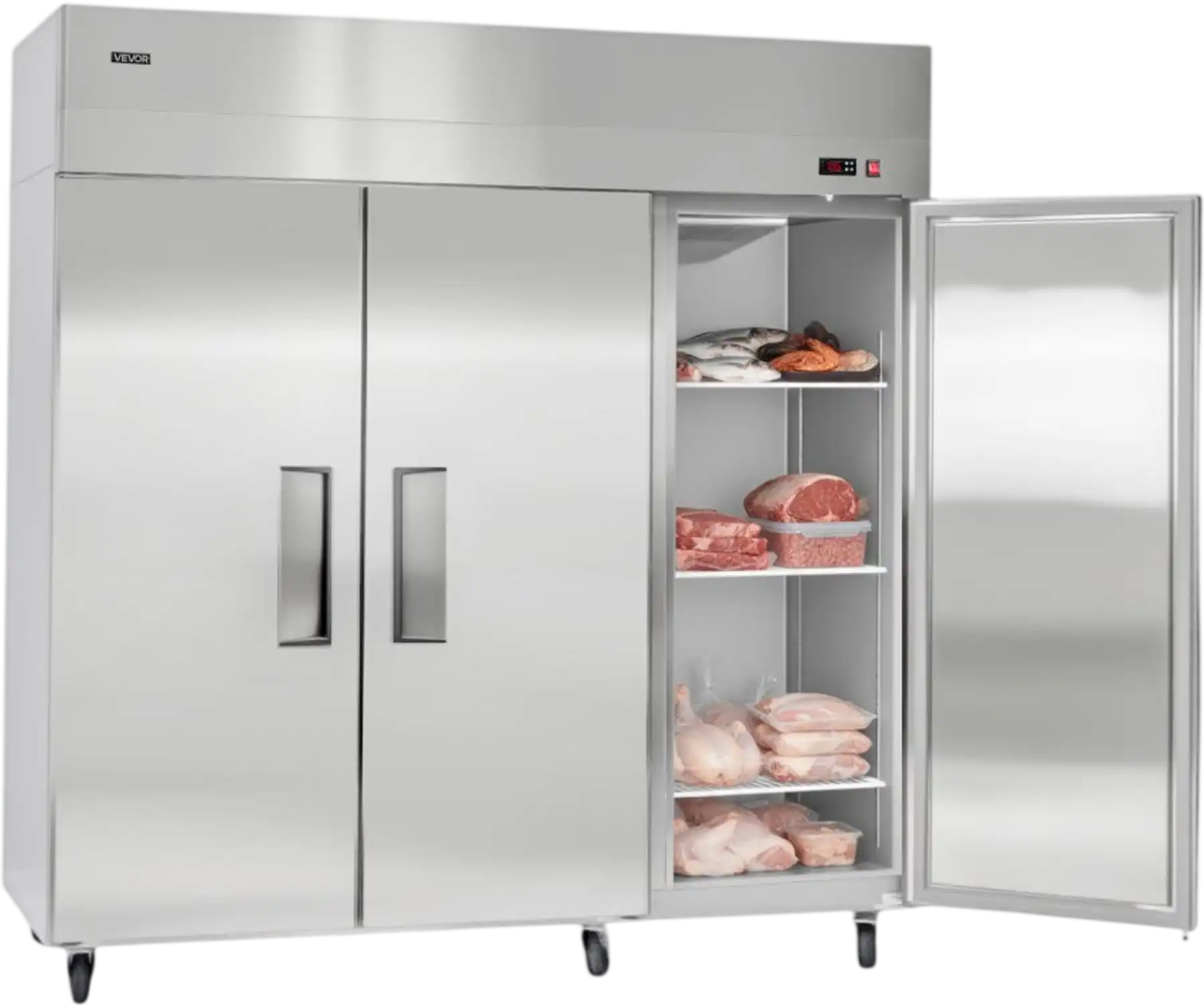 Vevor Commercial Freezer 3-Door 52.1 Cu. Ft. Reach-In Stainless Steel Upright New