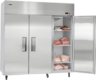 VEVOR Commercial Freezer, 71.65 in Width Reach In Upright-Freezer Three Door, 50.2 Cu.ft Auto-Defrost Stainless Steel Freezer with 12 Adjustable Shelves, -11 to 14℉ Temp Control, LED Light, 4 Wheels
