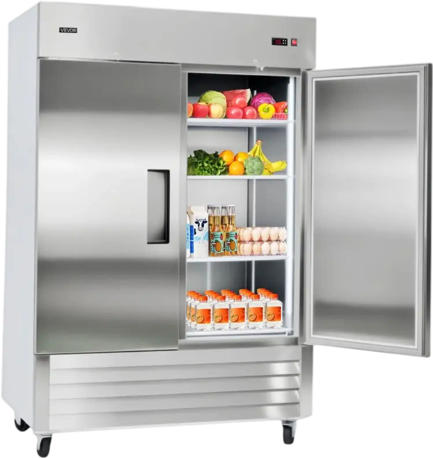 Vevor Commercial Refrigerator Double Door Reach-In Upright 43.2 Cu. Ft. Stainless Steel New