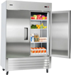 VEVOR Commercial Refrigerator, 32.2 in Width Reach In Upright Refrigeration Double Door, 43.2 Cu.ft Auto-Defrost Stainless Steel Refrigerator with 8 Adjustable Shelves, 32 to 50℉ Temp Range, 4 Wheels