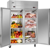 VEVOR Commercial Refrigerator and Freezer Combo, 31.89 in Width Reach In Upright-Freezer Double Door, 31.1 Cu.ft Auto-Defrost Stainless Steel Freezer with 8 Adjustable Shelves, LED Light, 4 Wheels
