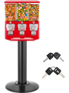 VEVOR Candy Vending Machine, Triple Compartment Candy Vending Machine with Stand, Gumball & Candies Vendings Machines with Built-In Cash Box, Detachable, Vintage Candies Dispenser for Shops, Arcades