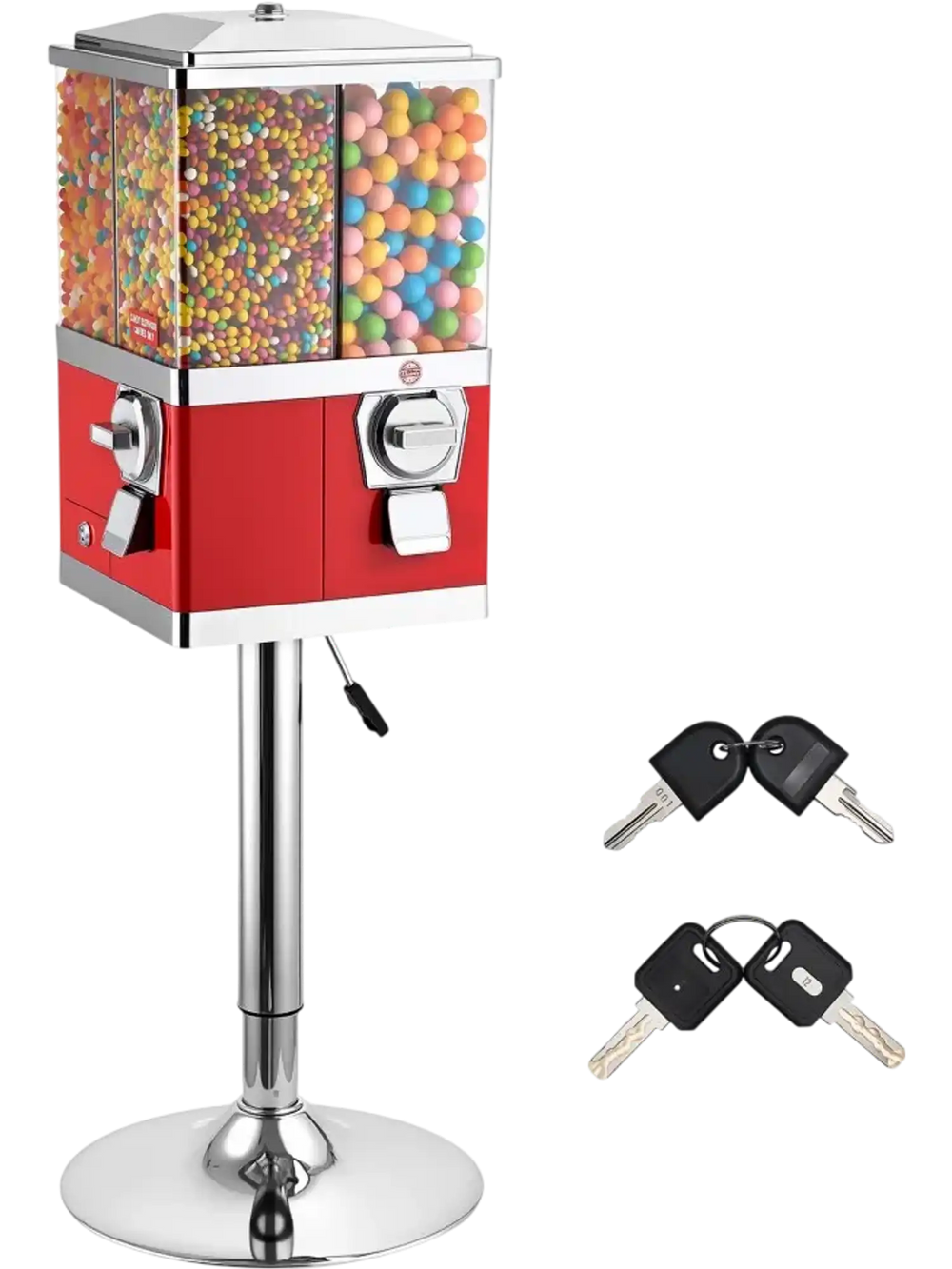 VEVOR Candy Vending Machine, Four Compartment Candy Vending Machine with Stand, Gumball & Candies Vendings Machines with Adjustable Height, Vintage Candies Dispenser for Shop, Arcade, Family Gathering