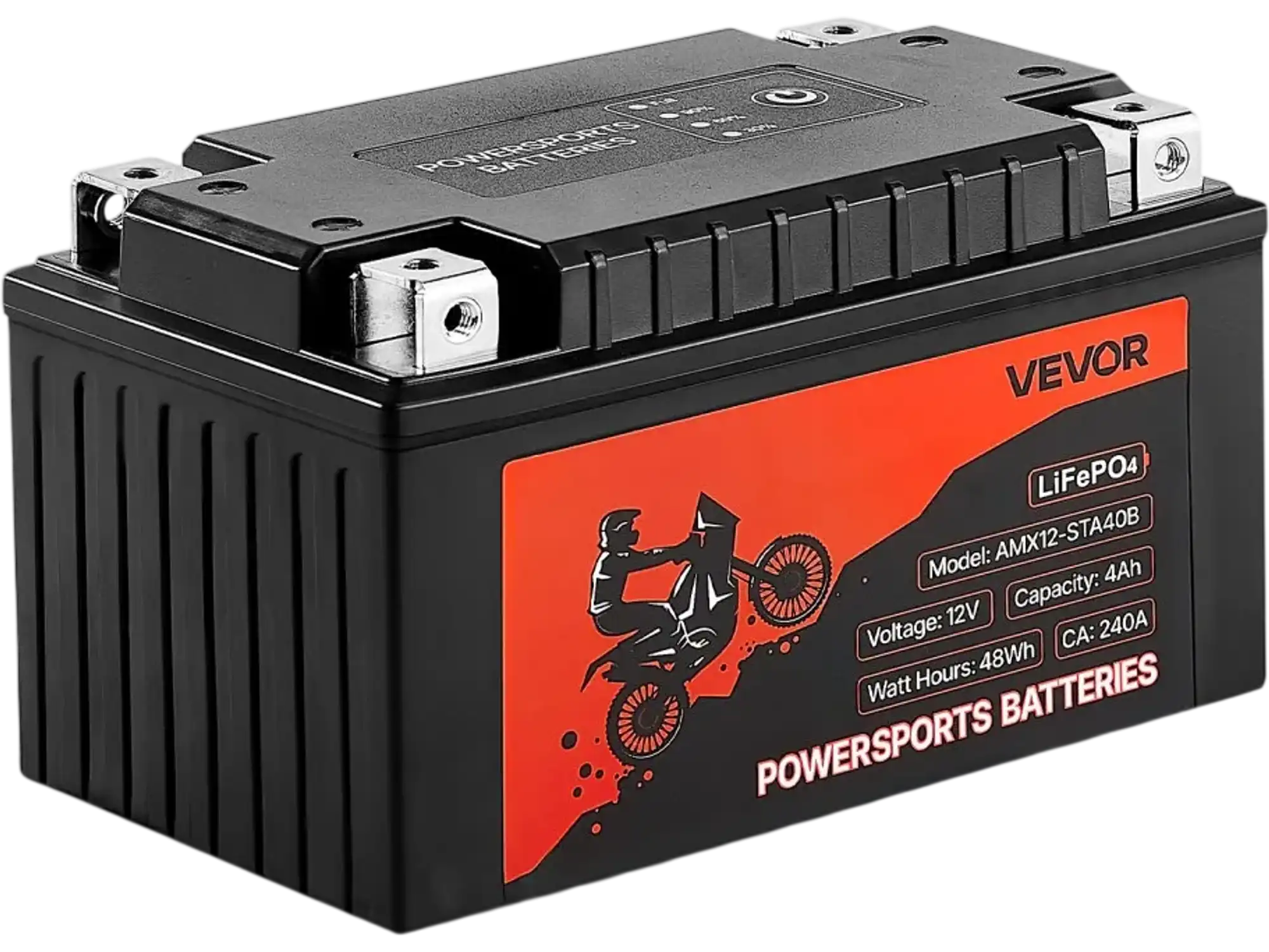 Vevor Battery 12V 4Ah LiFePO4 Motorcycle Powersports Battery New