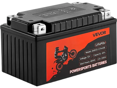 Vevor Battery 12V 4Ah LiFePO4 Motorcycle Powersports Battery New