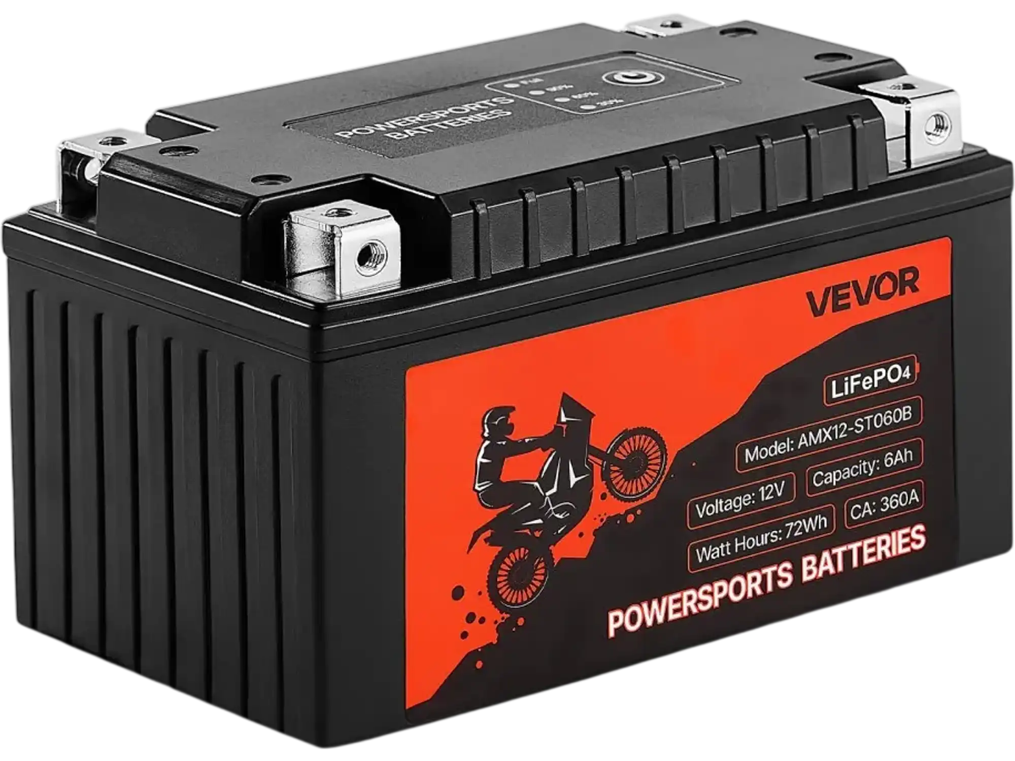 Vevor Motorcycle Battery 12V 6Ah LiFePO4 Lithium Pre-Charged Powersports Battery New