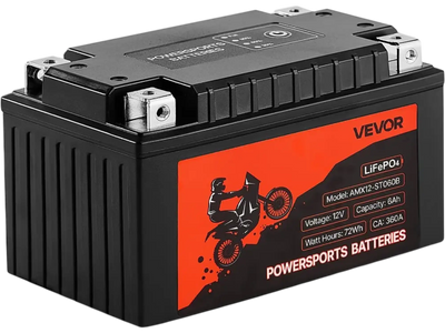 VEVOR Motorcycle Battery, 12 Volt 6Ah, LiFePO4 Lithium Pre-Charged Powersports Battery, Maintenance Free & High Performance, Compatible with ATV, Motorcycle, Jet Skis, Scooter, UTV, and More