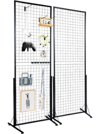 VEVOR 2' x 5.6' Grid Wall Panels Tower, 2 Packs Wire Gridwall Display Racks with T-Base Floorstanding, Double Side Gridwall Panels for Art Craft Shows, Retail Display with Extra Clips and Hooks