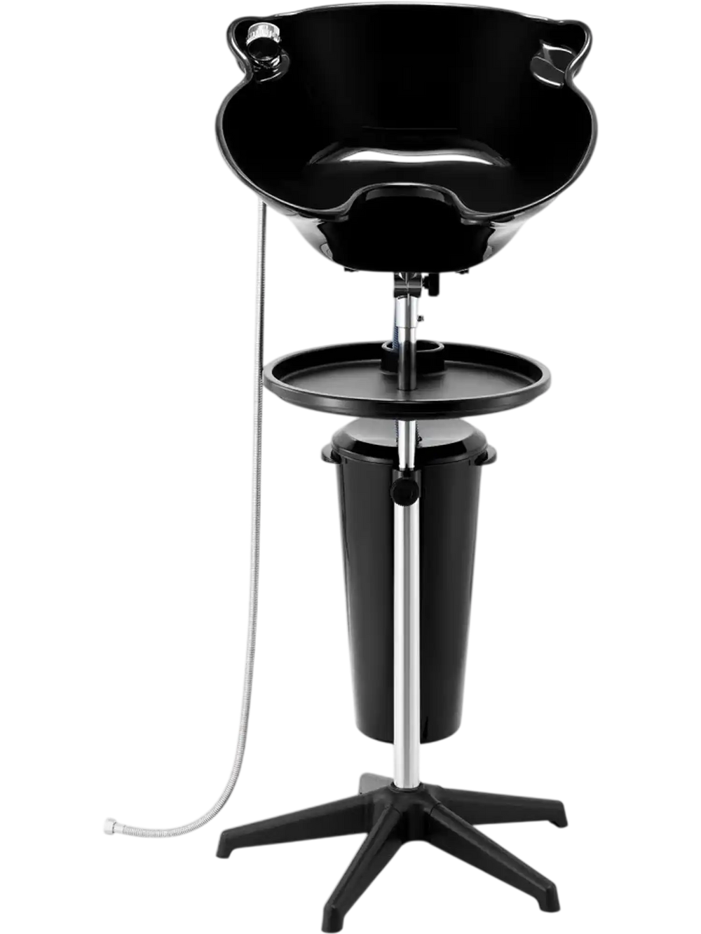 VEVOR Portable Shampoo Bowl, Deep Shampoo Sink for Washing Hair with Adjustable Height and Angle, Includes Drain Hose, Shower Head and Bucket, Portable Salon Sink for Barbershop Spa Center Use, Black