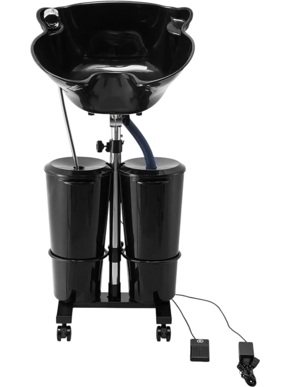 VEVOR Portable Shampoo Bowl, Shampoo Sink for Washing Hair with Electric Pump, Includes 2 Buckets 2 Showerheads, Drain Hose, Height and Angle Adjustable Portable Wash Bowl for Home Salon Use, Black