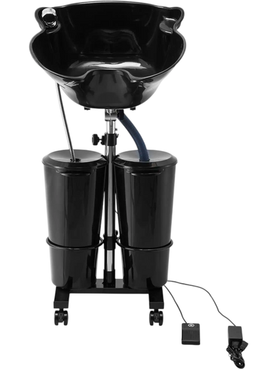 Vevor Portable Shampoo Bowl Adjustable Height Salon Sink with Electric Pump Double Bucket Black New