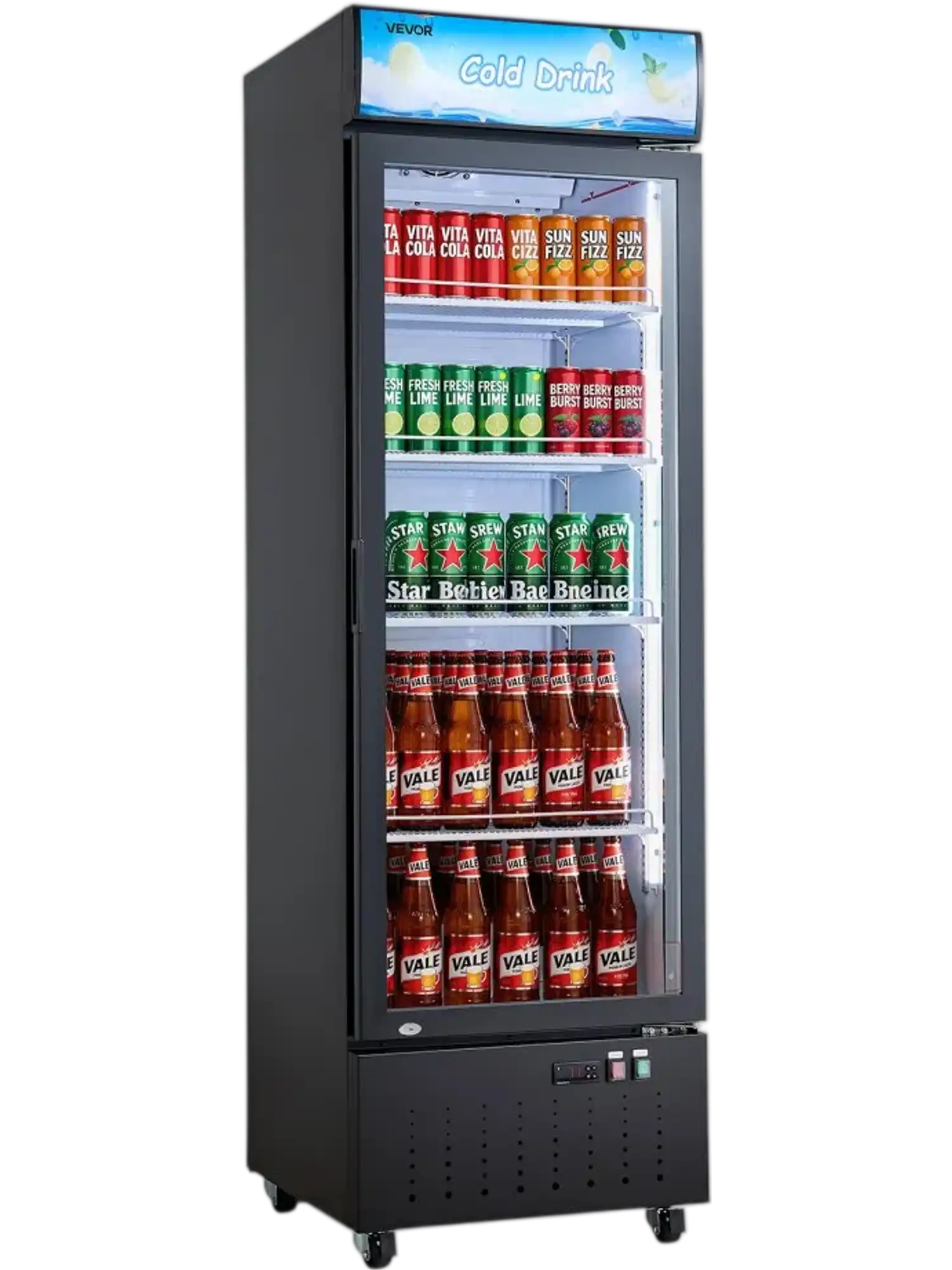 Vevor Merchandiser Refrigerator 12.7 Cu. Ft Glass Door Display Beverage Cooler New