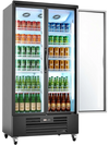 VEVOR Commercial Merchandiser Refrigerator, 24.9 Cu.Ft / 705L Upright Beverage Cooler, 2 Glass Door Display Refrigerator with 5 Adjustable Shelves, Soft LED Light & Casters for Bars Shops Supermarkets