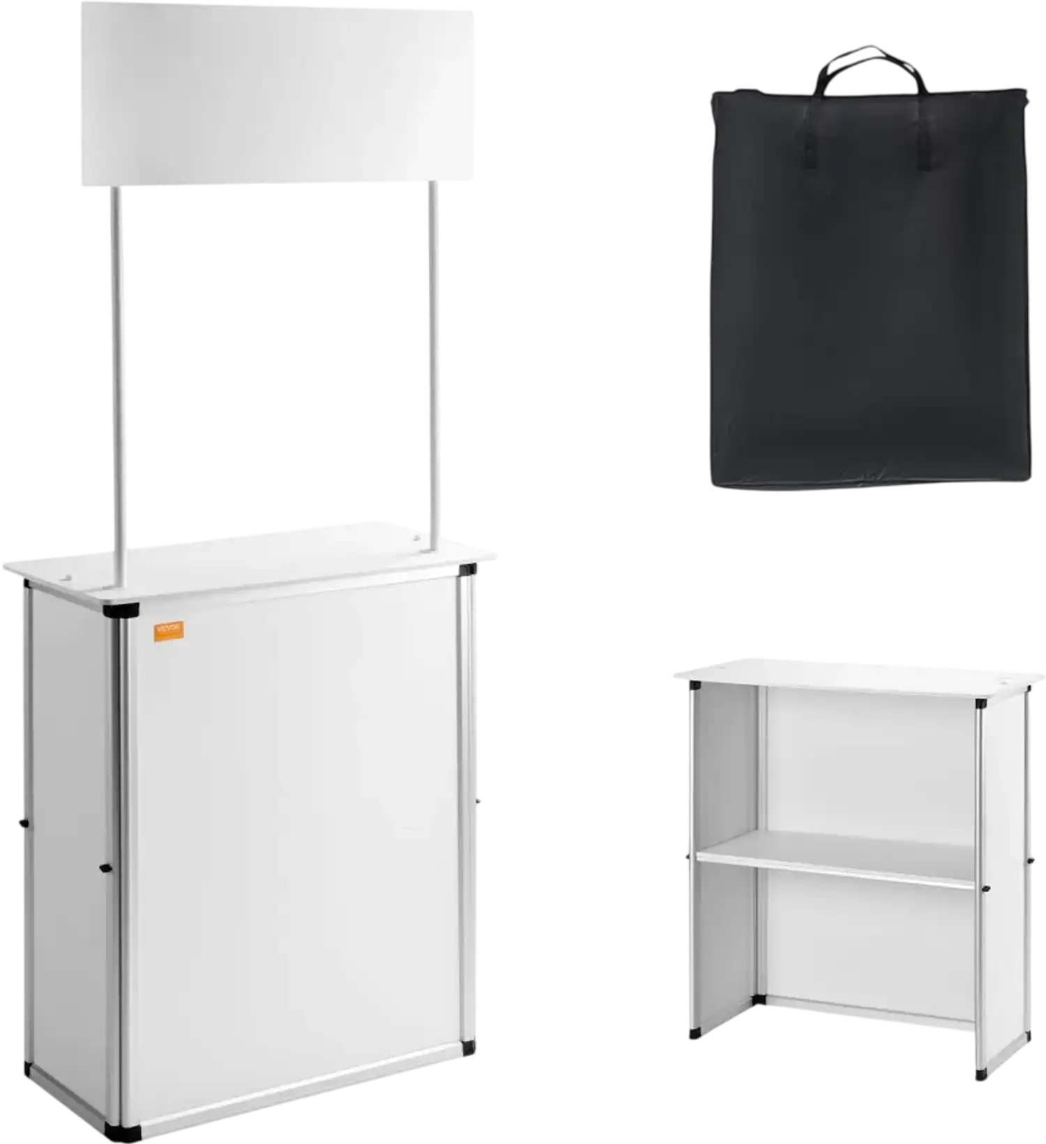 Vevor Trade Show Counter Portable Promotion Podium Table with Wall and Storage Rack 30.91