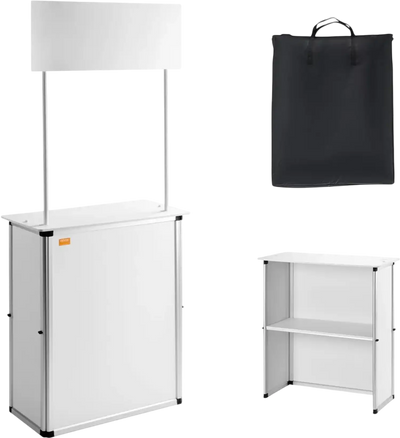 Vevor Trade Show Counter Portable Promotion Podium Table with Wall and Storage Rack 30.91