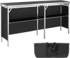 VEVOR Extra Long Folding Portable Bar Table - Tradeshow Podium Table for Indoor, Outdoor, Party, Picnic, Exhibition, Includes Carrying Case, Storage Shelf and  Black Skirt, 77.95" x 15.16" x 34.65"