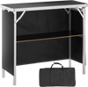 VEVOR Folding Portable Bar Table, Tradeshow Podium Table for Indoor, Outdoor, Party, Picnic, Exhibition, Includes Carrying Case, Storage Shelf and  Black Skirt, 38.39" x 15.16" x 34.25"