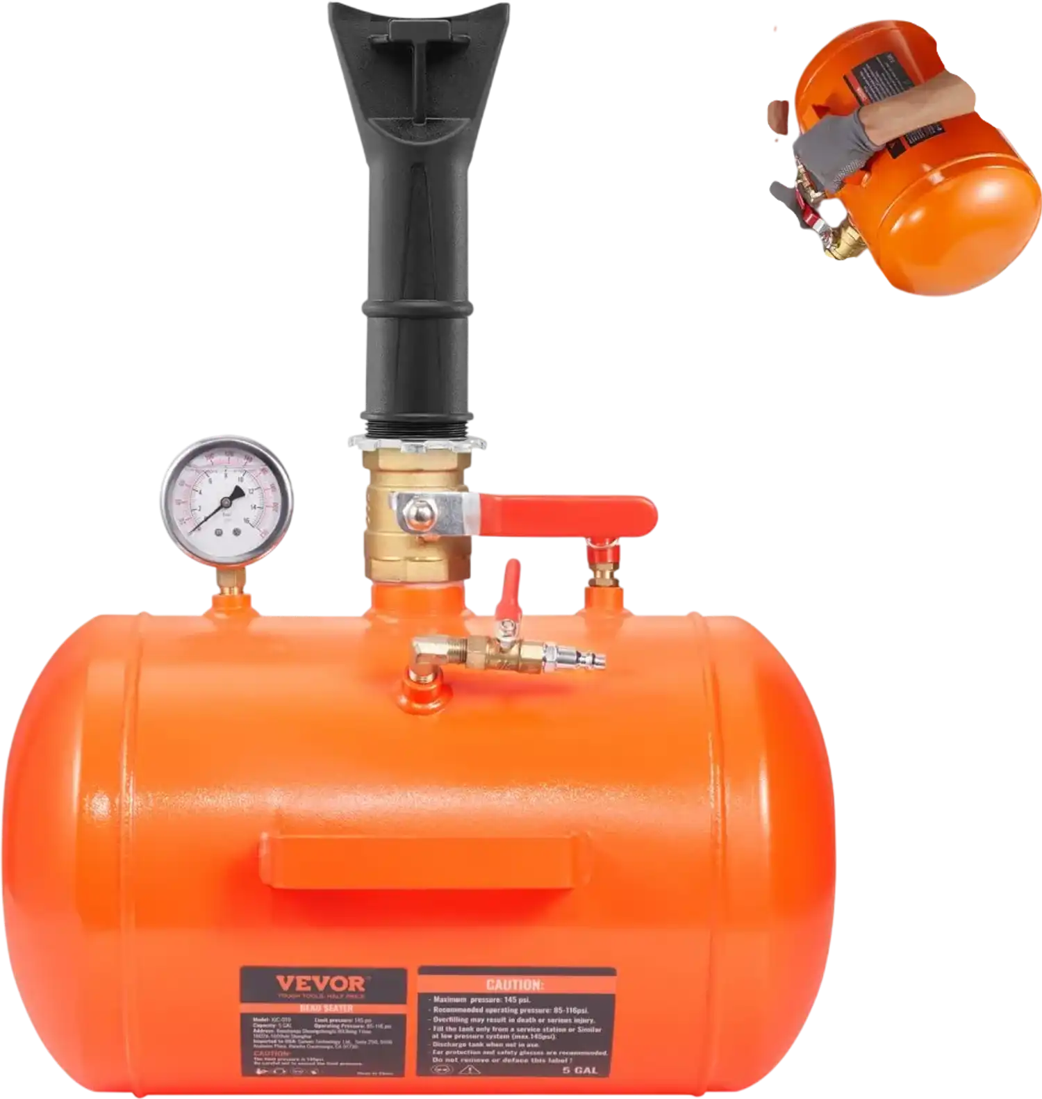 Vevor Tire Bead Blaster 5 gal 145 PSI Air Inflator Tank New