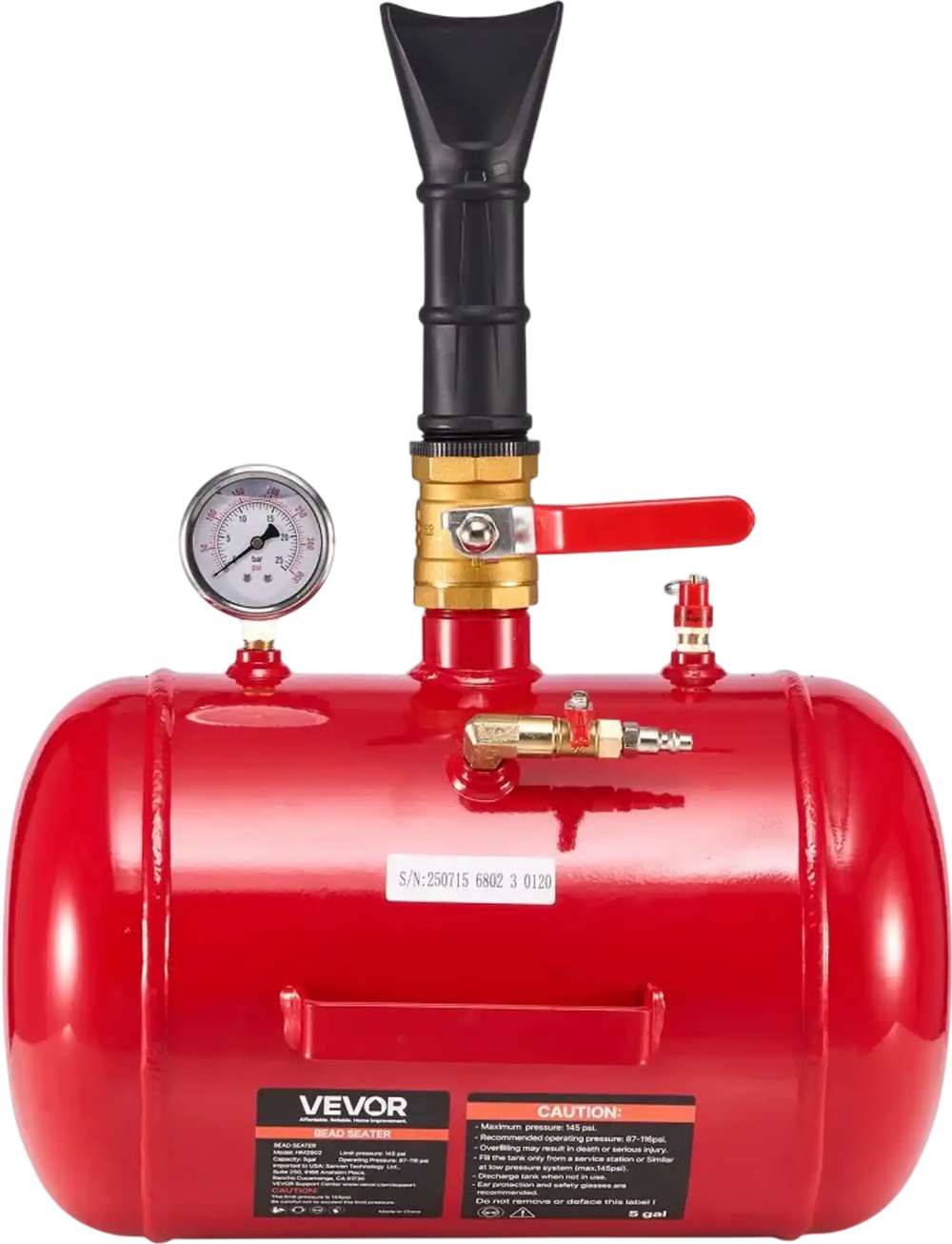VEVOR Air Tire Bead Seater, 5 Gal / 18.9 L, Heavy Duty Tire Bead Blaster Tool, 87-116 PSI Operating Pressure, Air Trigger Seating Inflator for Pickup, Truck, ATV, Jeep, Van, Lawn Tractor, RV, Red
