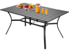 VEVOR Outdoor Patio Dining Table, 59 inch Long Rectangular Metal Steel Slat Backyard Bistro Tables for 4-6, with 1.5 in Umbrella Hole, All-Weather Large Furniture for Lawn Garden Porch, Black