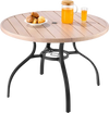 VEVOR Outdoor Patio Dining Table, 41 inch Round Wood-Like Steel Slat Backyard Bistro Coffee Tables for 4, with 1.5 in Umbrella Hole, Outside All-Weather Large Furniture for Lawn Garden Porch, Gray