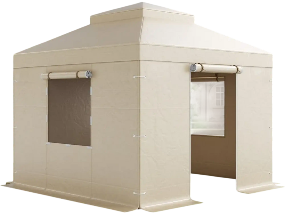 VEVOR Winter Gazebo Cover Fits 10 x 10 ft Hardtop Gazebos, All-Weather Double-Tiered Gazebo Cover with Sidewalls & Mesh Windows, High-Density PE Enclosed Storage Shelter Covers, Gazebos not Included