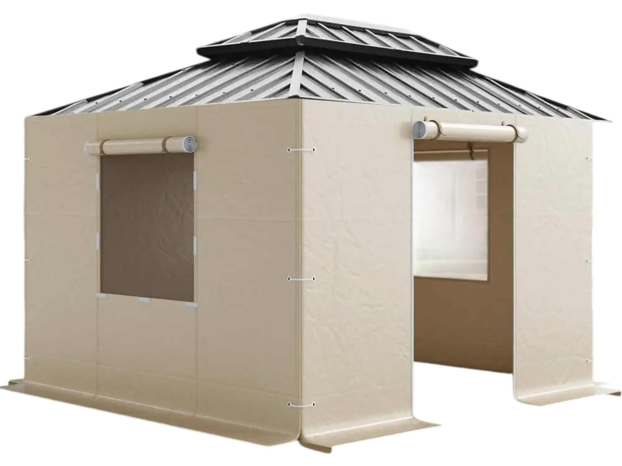 Vevor Gazebo Cover 10' x 10' Winter Sidewalls with Mesh Windows Beige New