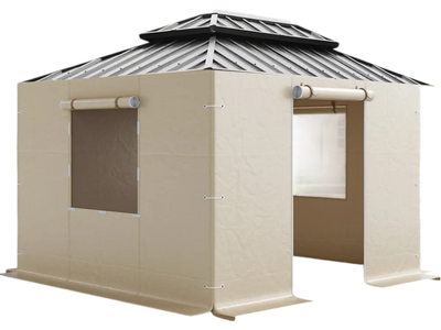 Vevor Gazebo Cover 10' x 10' Winter Sidewalls with Mesh Windows Beige New