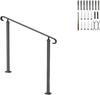 VEVOR Handrails for Outdoor Steps, Fit 1-3 Steps Wrought Iron Handrail, Outdoor Stair Railing, Adjustable Front Porch Hand Rail, Black Transitional Hand railings for Concrete Steps or Wooden Stairs