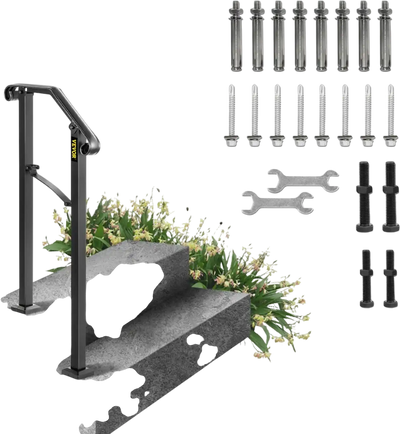 VEVOR Handrails for Outdoor Steps, Fit 1 or 2 Steps Outdoor Stair Railing, Arch#1 Wrought Iron Handrail, Flexible Porch Railing, Black Transitional Handrails for Concrete Steps or Wooden Stairs
Visit the Happybuy Store