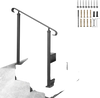 VEVOR Handrails for Outdoor Steps, Fit 1-3 Steps Outdoor Stair Railing, Wrought Iron Handrail, Adjustable Front Porch Hand Rail, Black Transitional Hand railings for Concrete Steps or Wooden Stairs