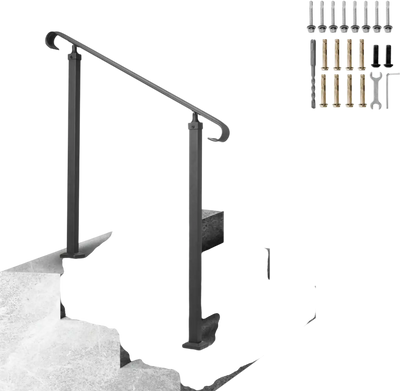 Vevor Handrail Outdoor Stair Railing for 1-3 Steps Black New
