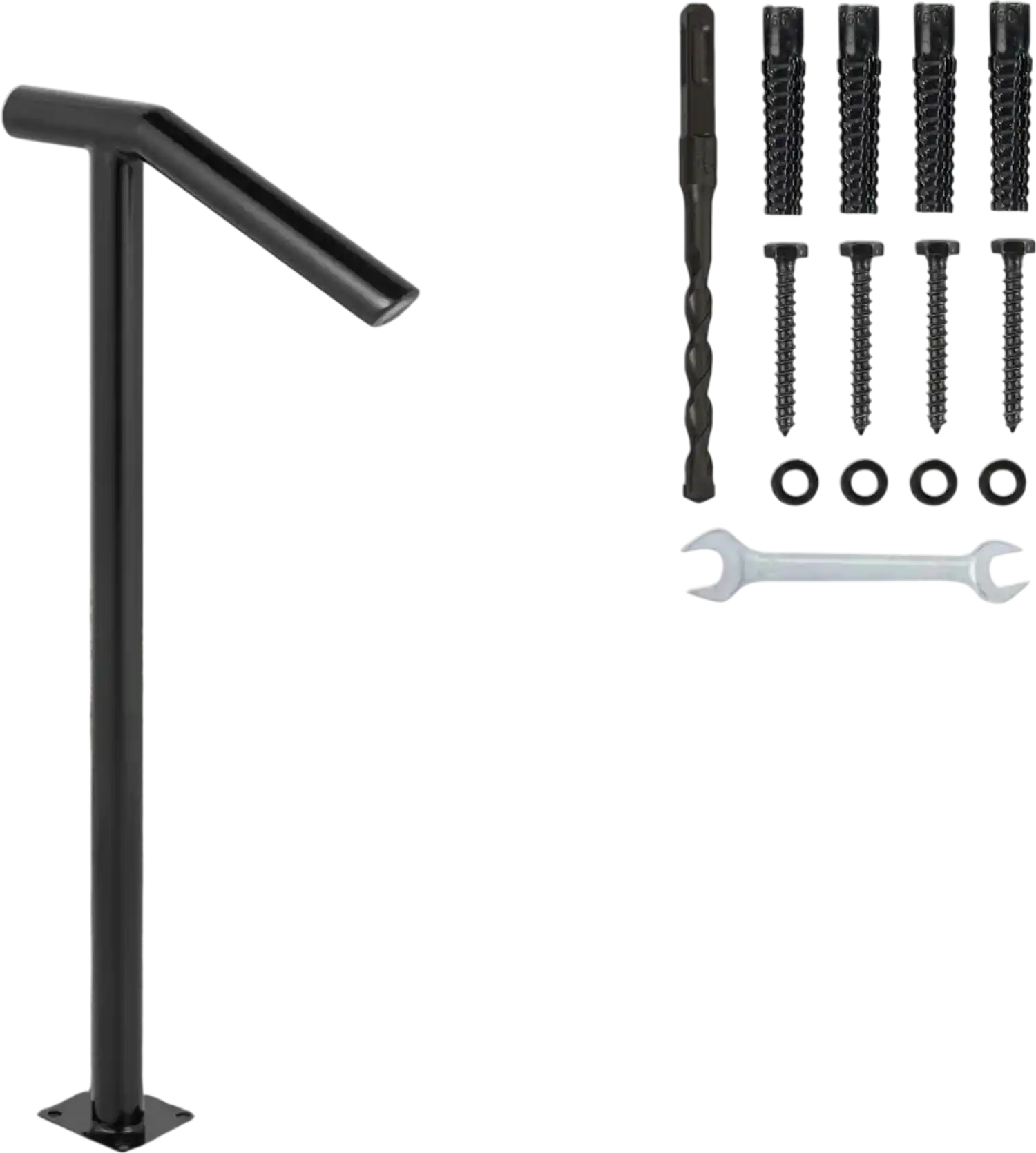 Vevor Handrail Single Post 1-2 Step Black Outdoor Stair Railing New