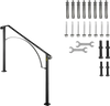 VEVOR Handrails for Outdoor Steps, Fit 3 or 4 Steps Outdoor Stair Railing, Arch#3 Wrought Iron Handrail, Flexible Porch Railing, Black Transitional Handrails for Concrete Steps or Wooden Stairs
