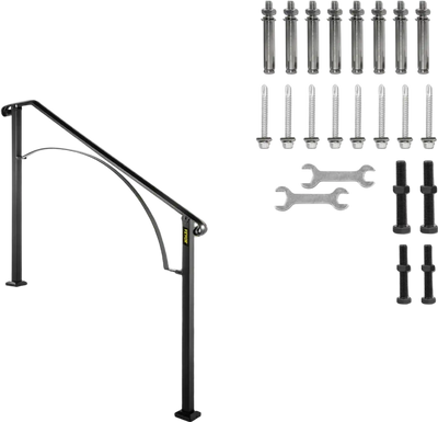 Vevor Handrail Outdoor Stair Railing for 3-4 Steps Black New