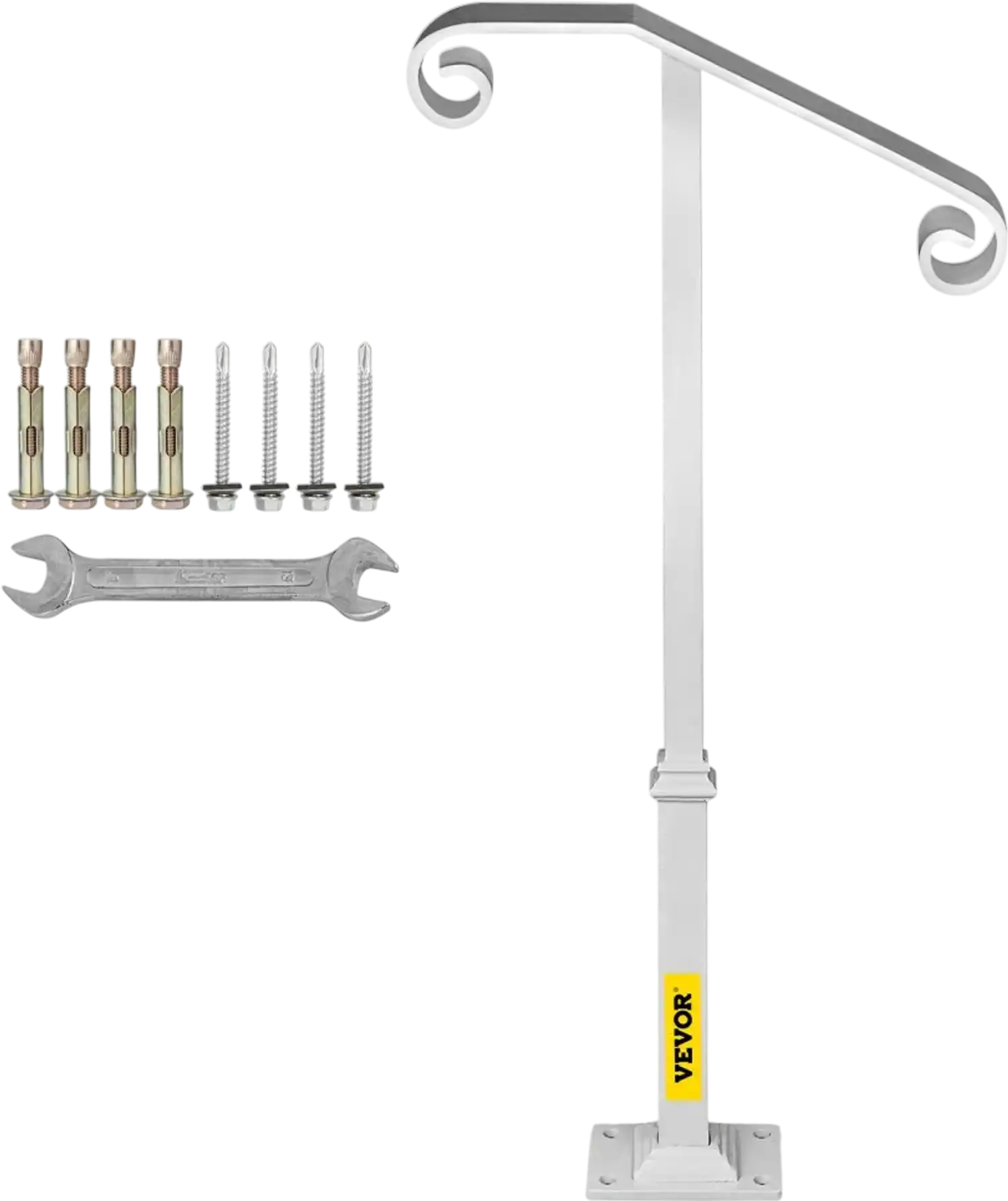 Vevor Handrail Single Post Wrought Iron Grab Railing for 1 or 2 Steps White New