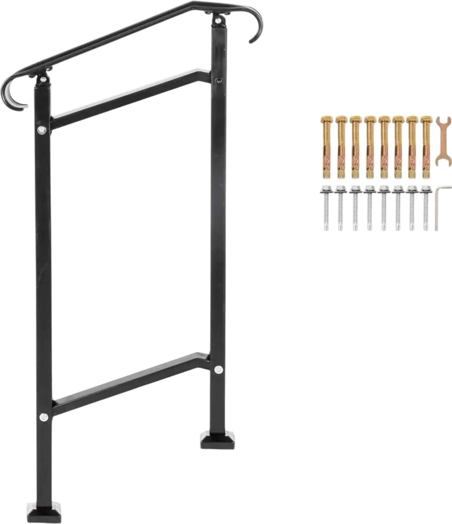 Vevor Handrail Outdoor Stair Railing for 1 Step Wrought Iron Black New