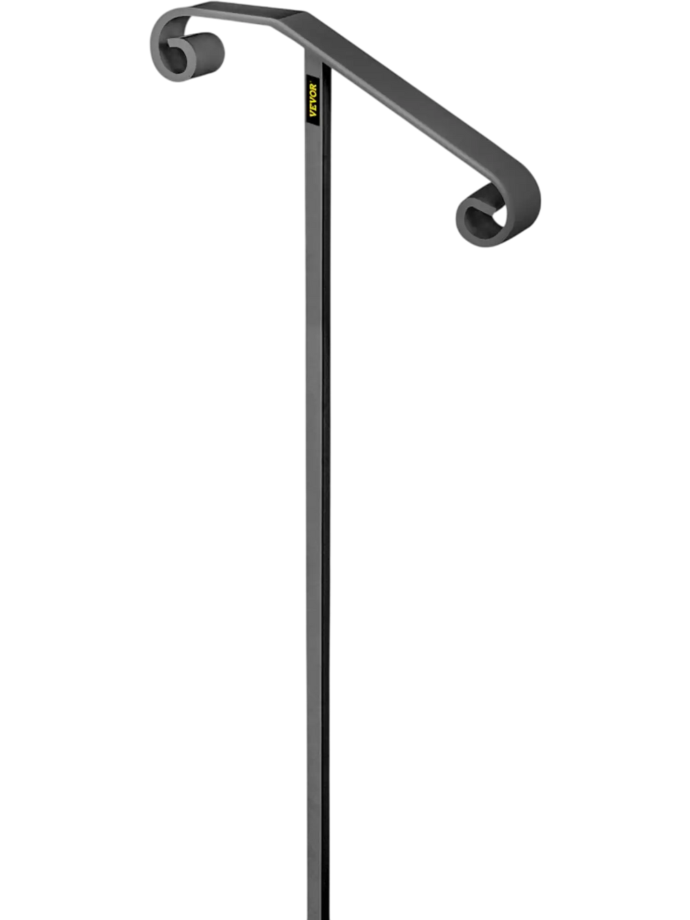 VEVOR Single Post Handrail Wrought Iron Post Mount Step Grab Supports in Ground Long Post Fits 1 or 2 Steps Grab Rail Single Post Railing (Gray)